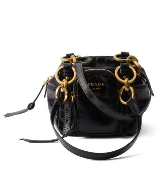 Prada Dangle Leather Top-handle Mini-bag 1BB137 Black